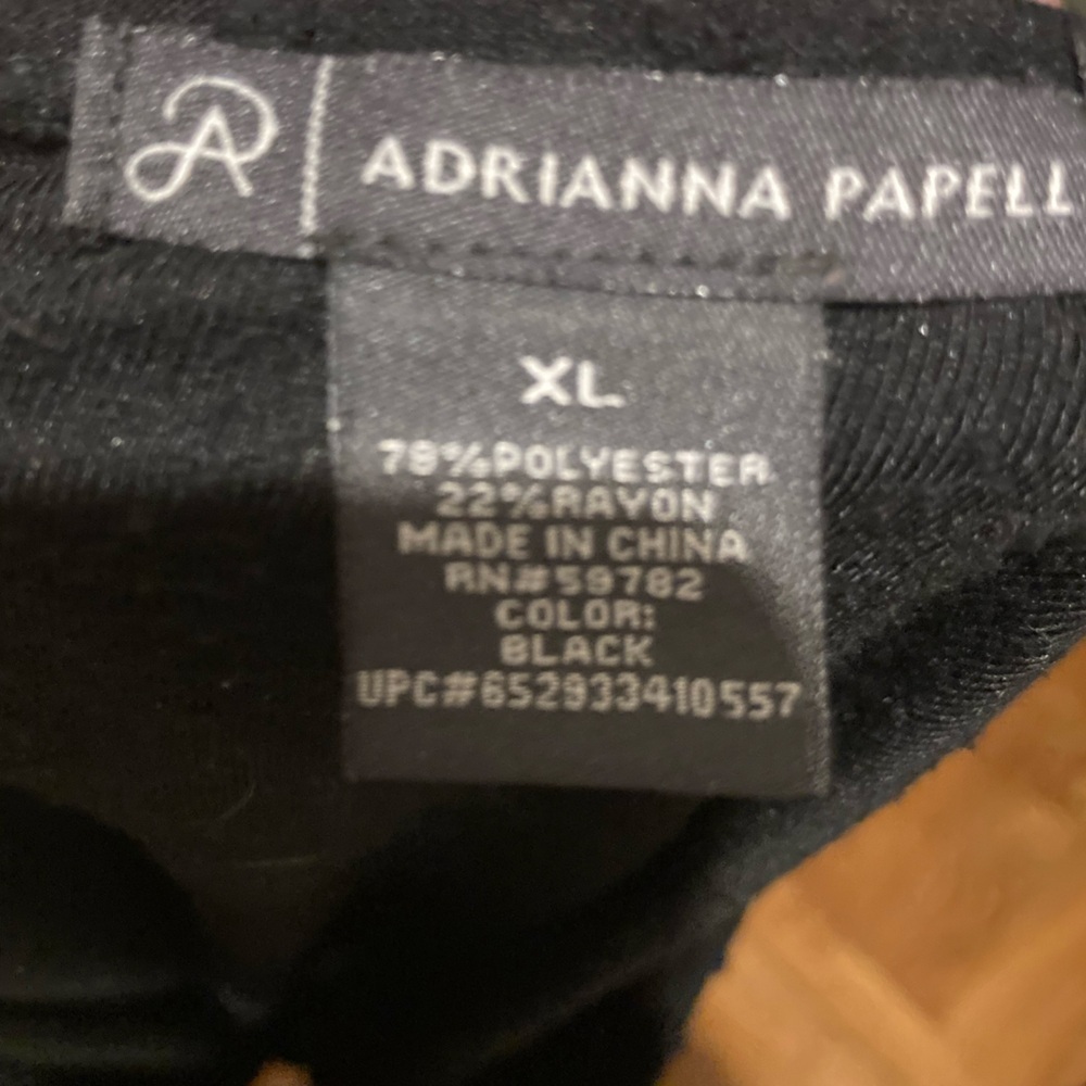Adrianna Papell XL Black Top Swiss‎ Polka Dot Pullover Split Side So Soft - Picture 7 of 8